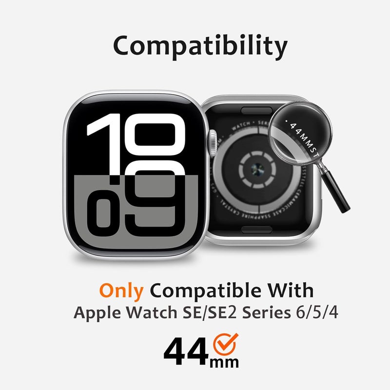 Amizee Metal Case Compatible with Apple Watch SE 3/2/1 Series 6/5/4 44mm Case with Built-in Screen Protector, Straight Edge Ultra Thin with Back Cover Protective Cover for iWatch 44mm, Gold - Image 5